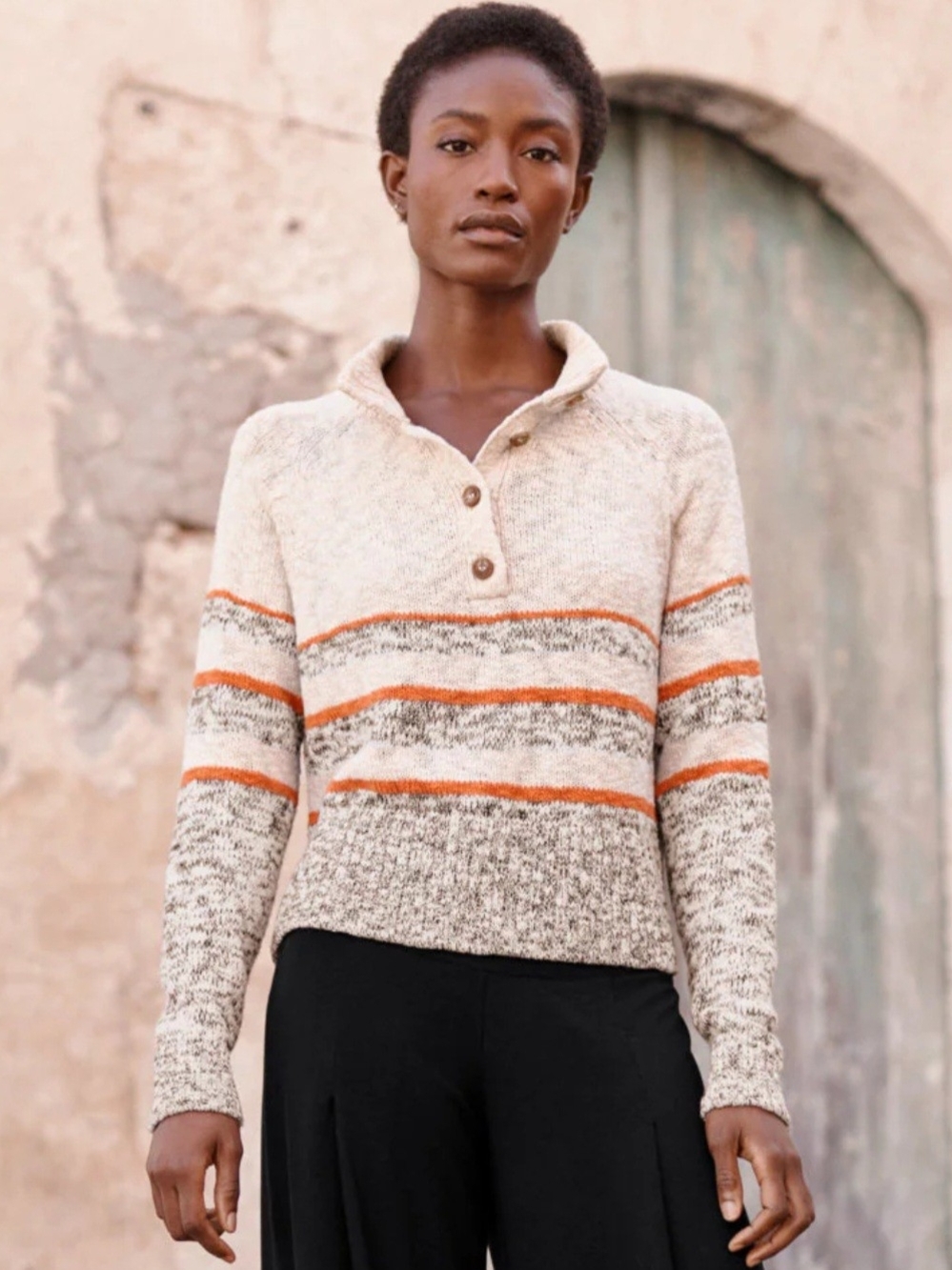 Garnet Hill Organic-Cotton Slub-Knit Sweater Women's Size Small